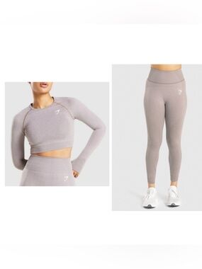NWOT Gymshark Vital Seamless 2.0 Set Women’s Sz Medium M - Warm Taupe Marl